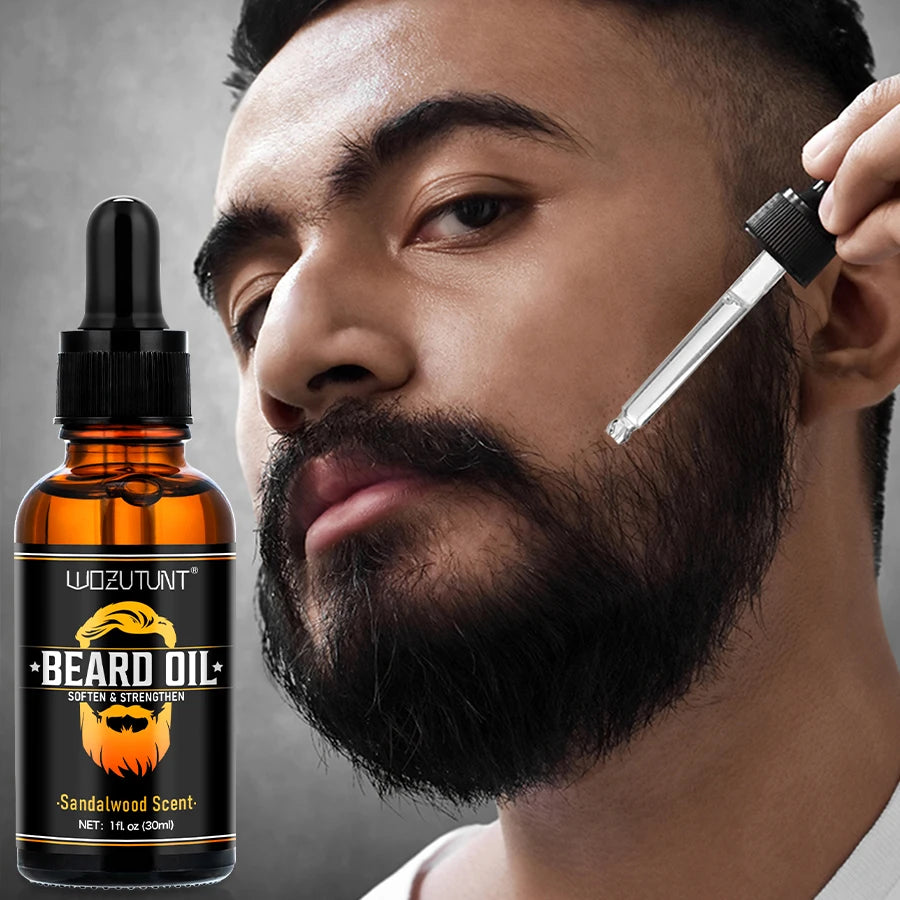 Facial Hair Care Product for Men Moustache Moisturize Grooming Spray Beard Wash Whisker Nourish Oil Softening Styling Beard Balm