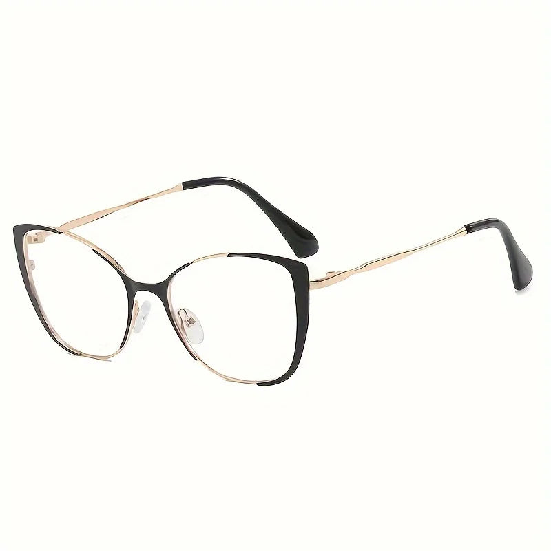 Cat Eye Color Block Frame Clear Lens Glasses Fashion Computer Glasses Optical Spectacles For Women