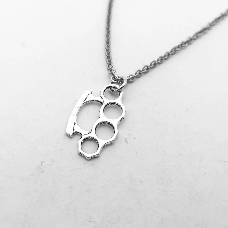 Brass Knuckles Pendant Necklace for men Men Neck Chain Vintage Summer Gothic Goth Jewelry Trend 2022 Accessories Holiday Gifts