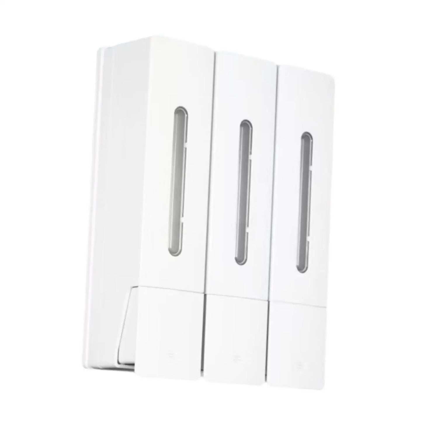 Three Chamber Wall-Mounted Dispenser for Shampoo and Conditioner in Bathrooms