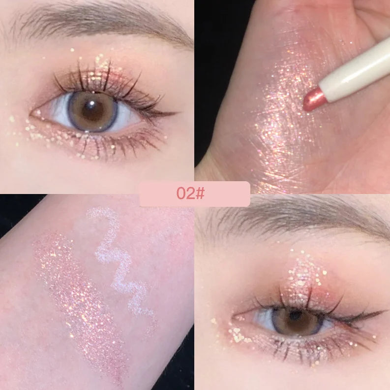 Diamond Glitter Eyeshadow Liner Pencil Face Makeup Highlighter Long lasting Matte Pink Silkworm Champagne Gold Eyeliner Pen