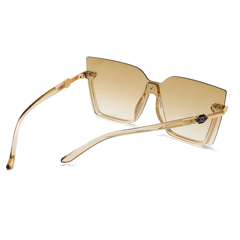 Women Sun Glasses Streetwear Large Frame Eyewear GogglesHollow Out Square One-piece Sunglasses Women MenGlasses