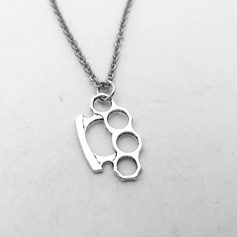 Brass Knuckles Pendant Necklace for men Men Neck Chain Vintage Summer Gothic Goth Jewelry Trend 2022 Accessories Holiday Gifts