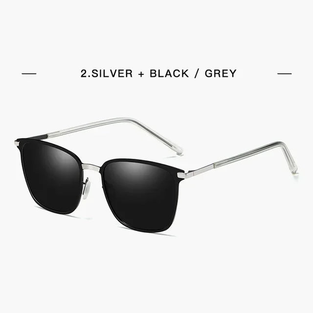 New Arrival Stylish Polarized Sunglasses Men Square Metal Frame Grey Glasses fashion Men Driver driving sunglasses UV400