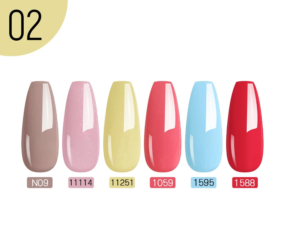 NAILCO 10PCS/Set Gel Nail Polish Gorgeous Full Coverage Semi Permanent Soak Off UV LED Gel Nail Art Base Top Coat Gel Polish Kit