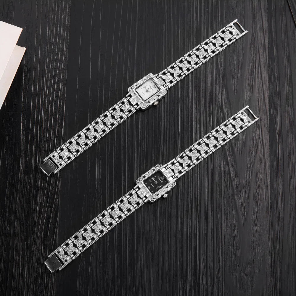 Luxury Sliver Metal Women Bracelet Wrist Watch Top Brand Fashion Crystal Quartz Watch Elegant Square Ladies Clock Reloj Mujer