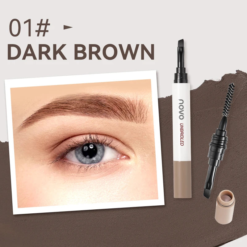 Double-Ended Eyebrow Cream, Waterproof And Sweat Proof, Smudge Proof, Long Lasting Makeup Without Separation
