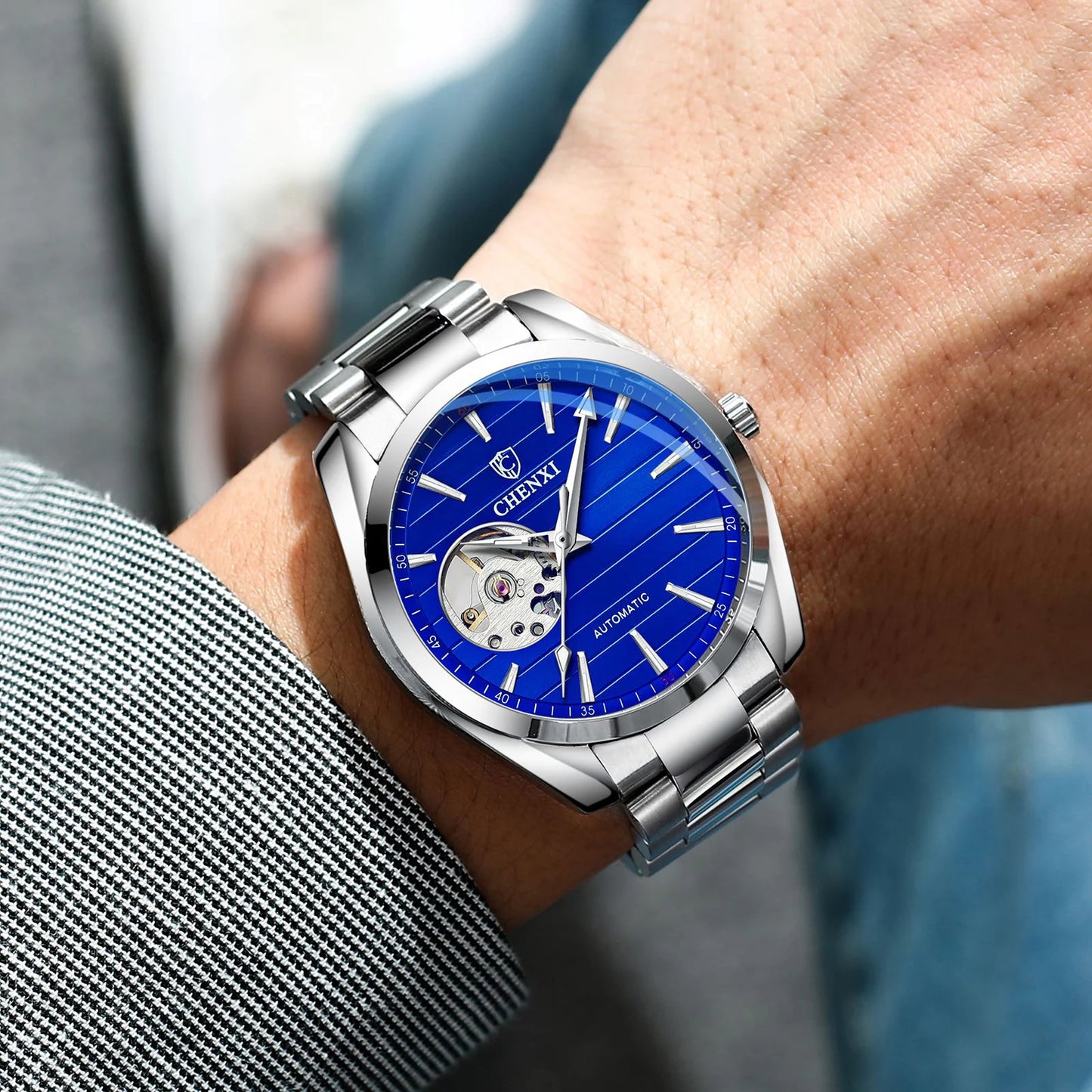 Luxury Fashion Mechanical Automatic Wristwatches For Men High Quality Stainless Steel Waterproof Luminous Mens Watch