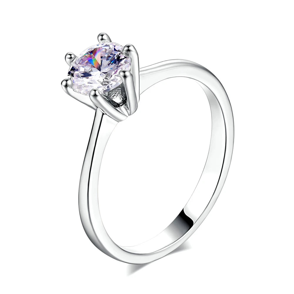 Wedding Engagement Rings For Women Female Jewellry Silver Color Ring 6 Clows Zirconia Ring With Stone Jewelry Wholesale R013