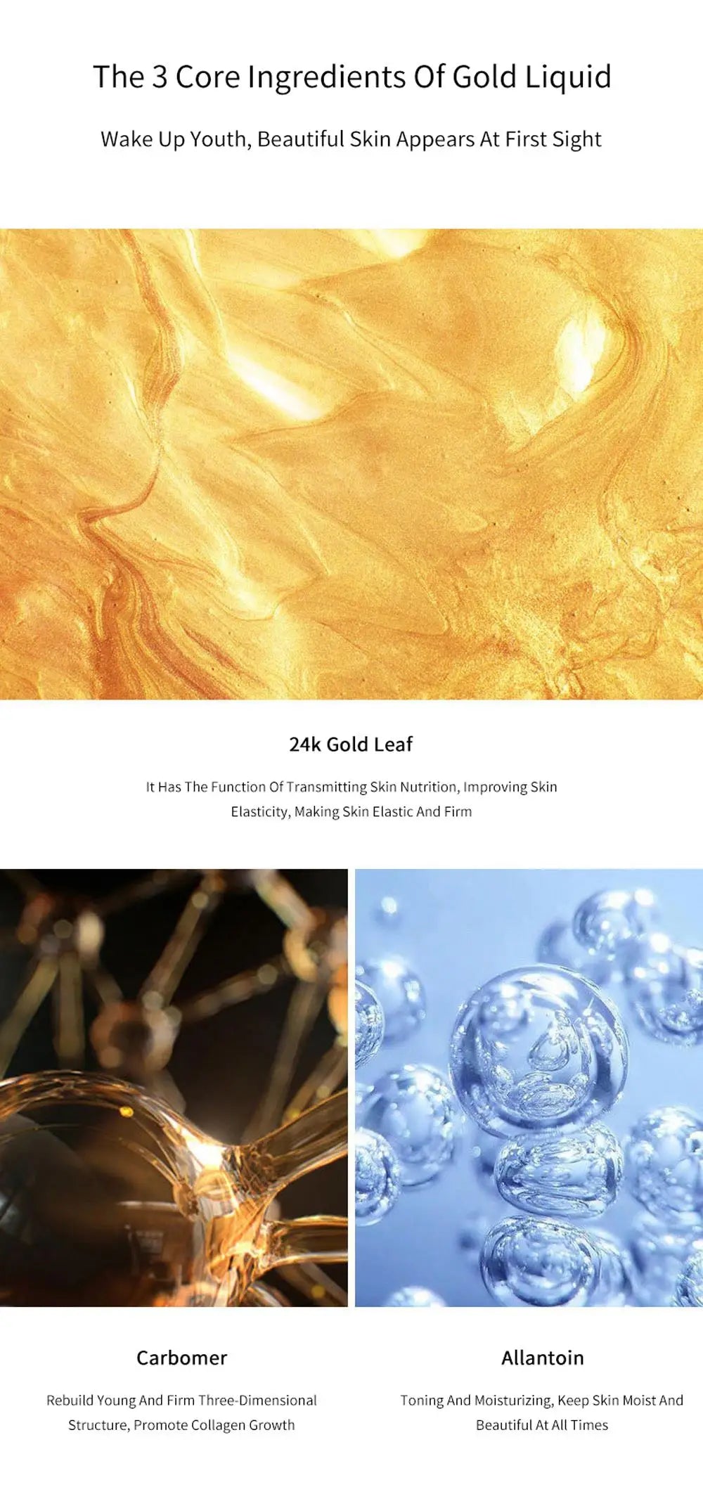Soluble Face Lifting Threads Collagen Facial Essence Protein Peptide Gold Silk Wire Face Serum for Anti-Aging Firming Skin