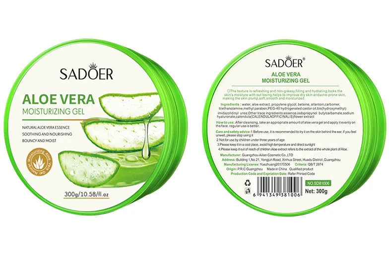 SADOER Aloe Vera Gel Creams Hydrating Brightening Nourishing Firming Moisturizing Face Cream Facial Skin Care Products 300g