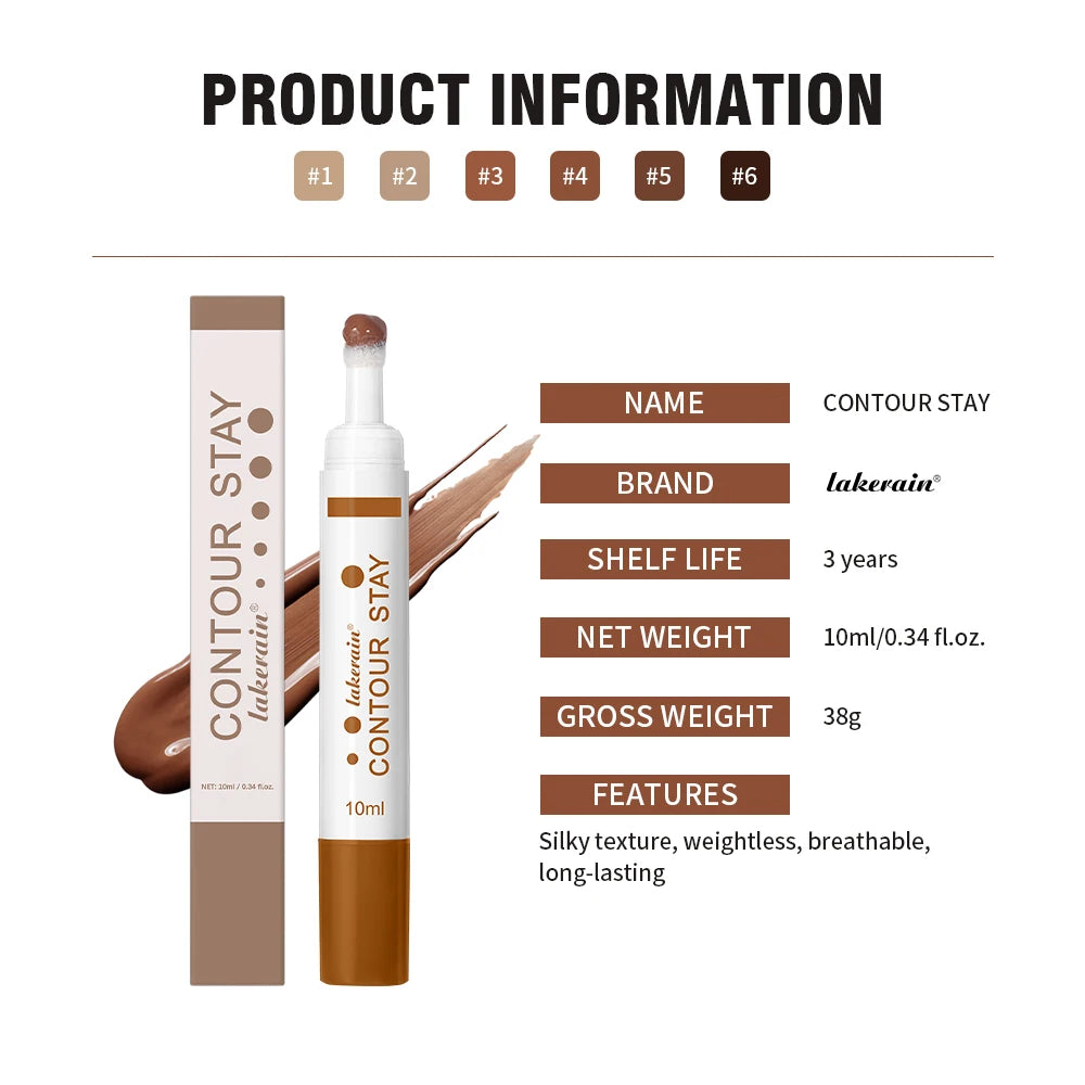 Liquid Contour STAY Long Wear Bronzer Cream Contour Makeup Long Lasting Nourishing Hydrating Face Contour 6 Colors