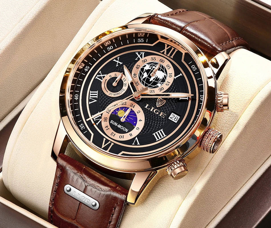 LIGE Top Brand Luxury Watch for Men Business Casual Men's Watches Wristwatch Man Quartz Chronograph Waterproof Watches Clock New