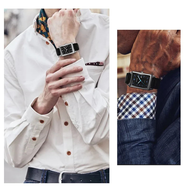 2023 Top Brand Luxury Watches for Men Fashion Quartz Wristwatch Square Gold Man Business Clock Mens Watches Relogio Masculino