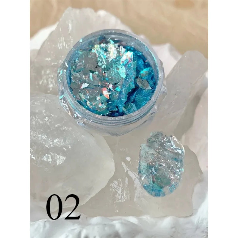 Nail Glitter Powder for Manicure, Feather, Opal, Aurora, Iridescent, Sparkling Flame, Flakes, Shiny Dust, Pigment,