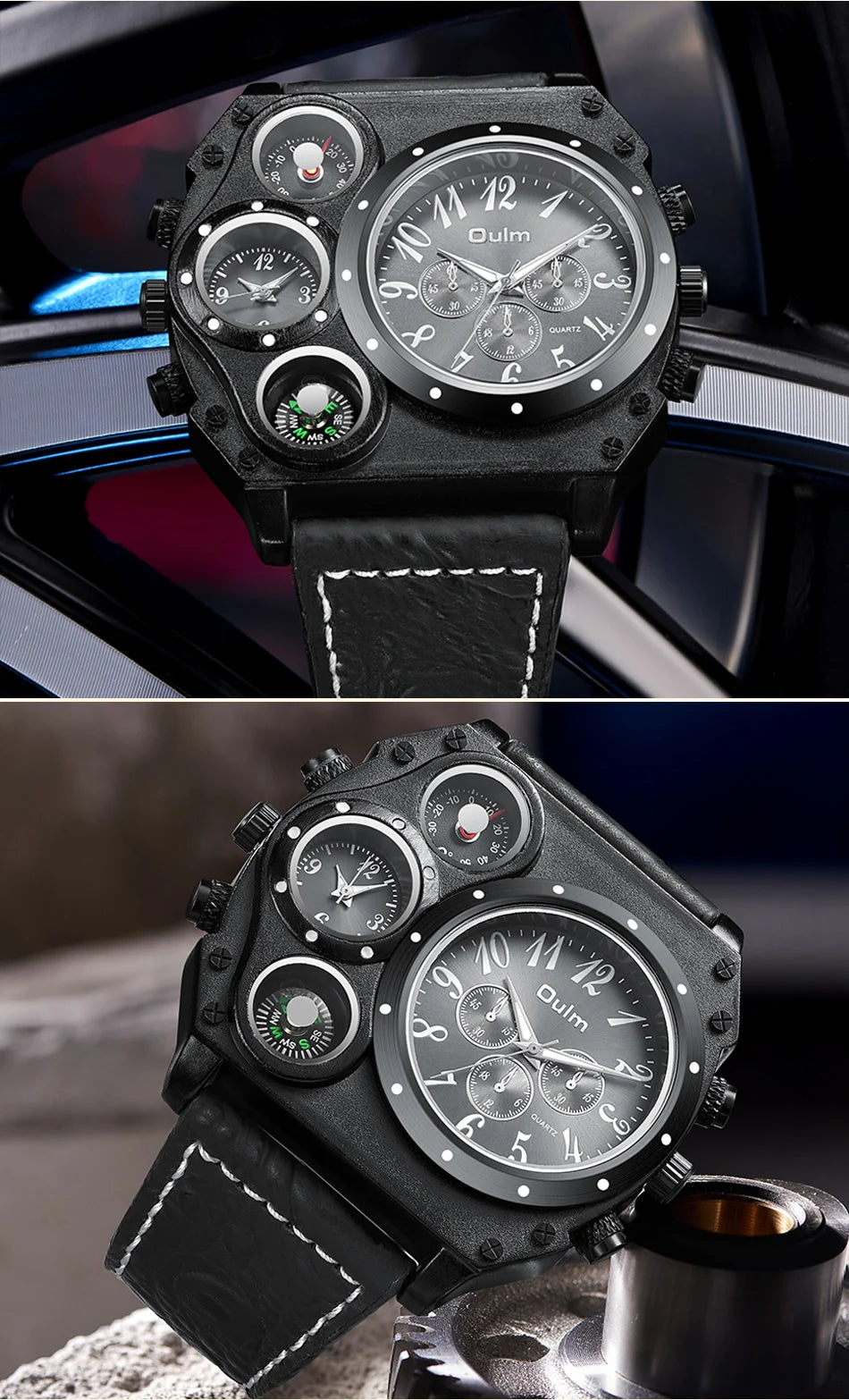 Luxury Sports Watches for Men Top Brand Casual Military Big Dial Cool Man Unique Wristwatch Male Decorative Compass Quartz Clock