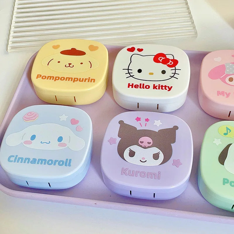 hello kitty color contact lenses Kuromi Sanrio contact cute kawaii eye contacts care box INS portable box with mirror anime