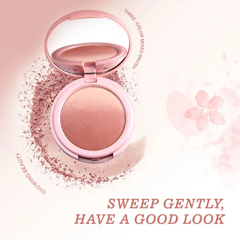 Vibrant Blush Palette, Multi-Color Gradient Design, Lightweight & Blendable Color, Face Cosmetics, With Easy-To-Use Mirror