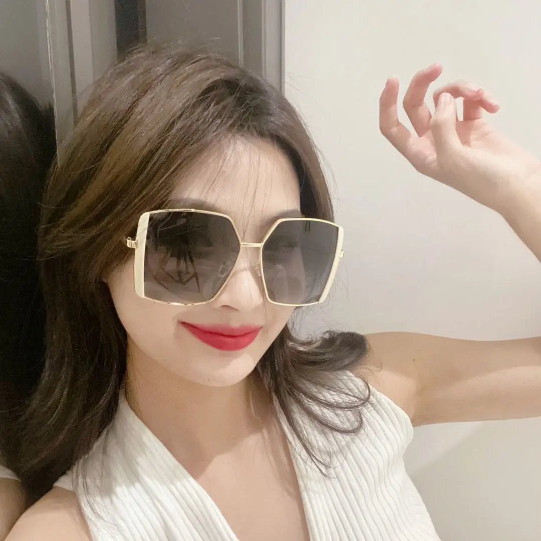 Luxury Oversized Polarized Sunglasses Women Face Slimming Designer Frame UV Protection High Quality Premium Fashion Eyewear