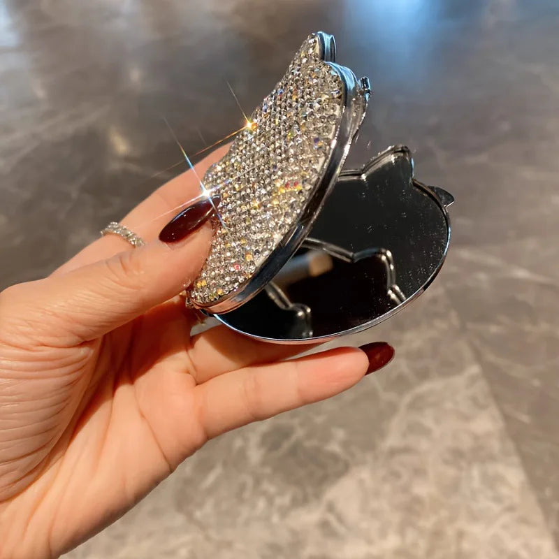 Makeup Mirror Luxury Diamond Portable Pocket Compact Mirror Women's Gifts Handheld Cosmetic Mirror with Magnification