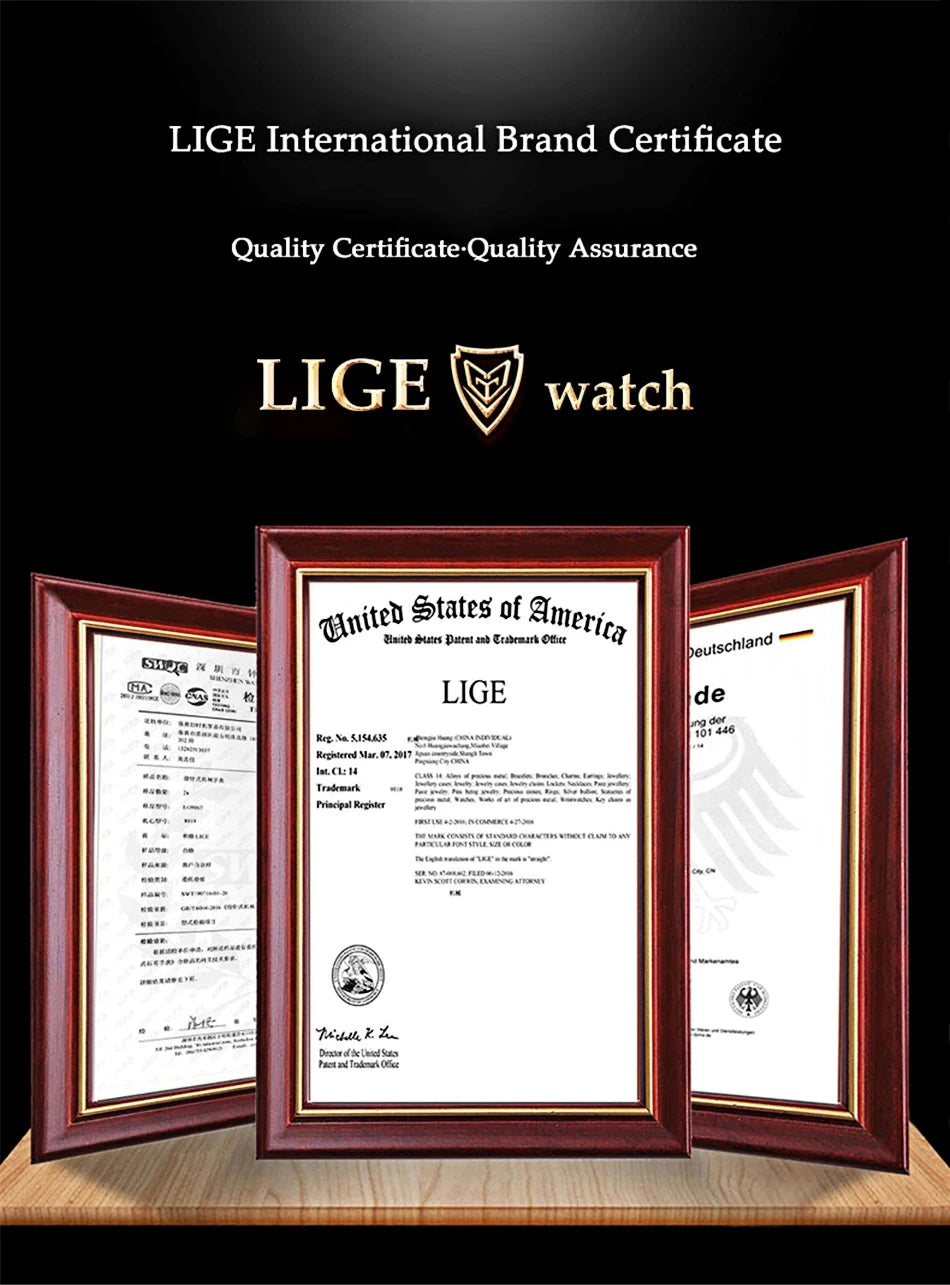 LIGE Men Watch Fashion Business Watch Men Top Brand Luxury Waterproof Luminous Quartz Wristwatches For Men Relogios Masculino