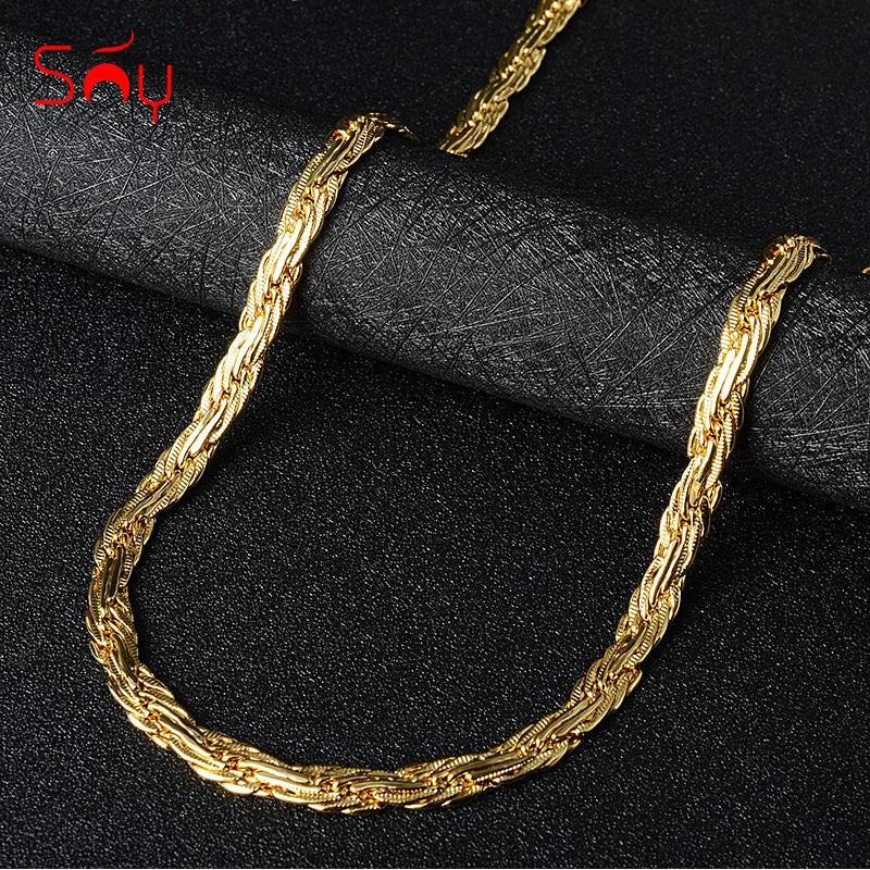 Sunny Jewelry Women Men's Necklace Gold Plated Fashion Basic Punk Cuban Link Chain Long Necklace Neck Jewellery Accessories Gift