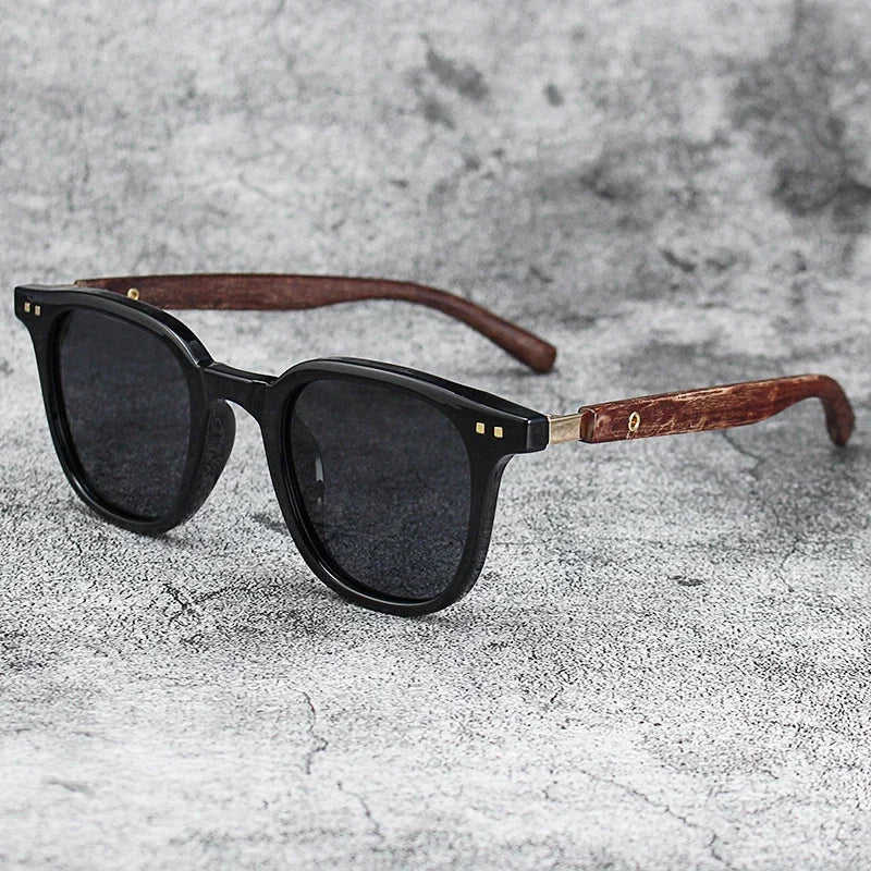 Sunglasses for Men Trendy Retro Wood Grain Polarized UV Protection Eyewear Cycling Outdoor Street Photography Shades