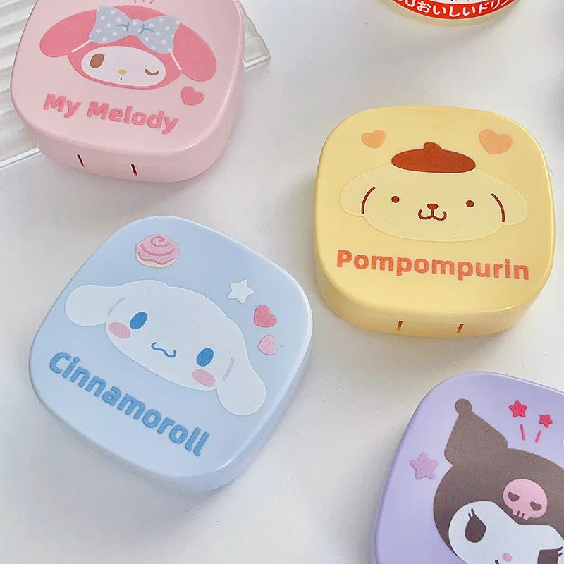 hello kitty color contact lenses Kuromi Sanrio contact cute kawaii eye contacts care box INS portable box with mirror anime