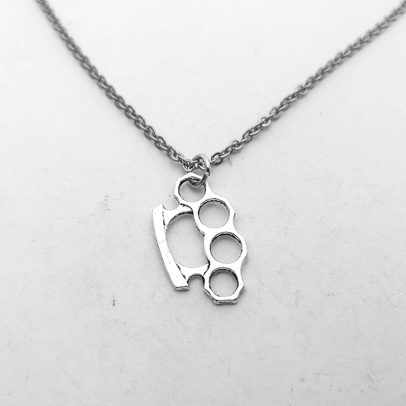 Brass Knuckles Pendant Necklace for men Men Neck Chain Vintage Summer Gothic Goth Jewelry Trend 2022 Accessories Holiday Gifts