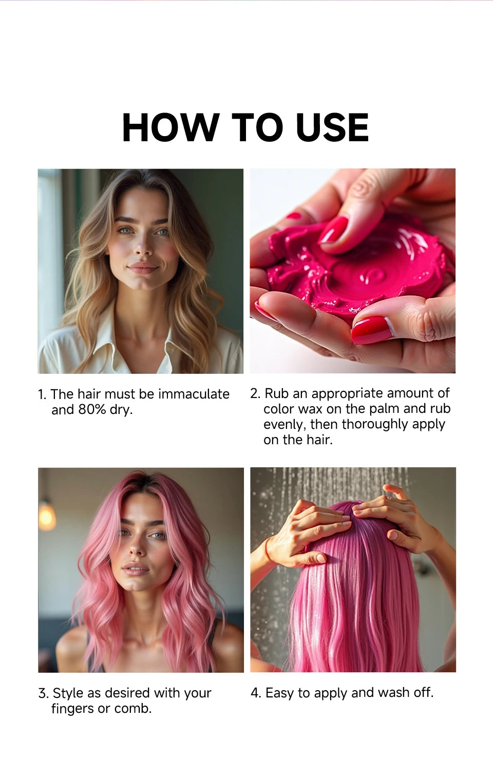 Hair Localized Staining 13 Color Temporary Diy Hair Colour Wax Easy To Wash One-Time Hair Dyed Mud Long Lasting Hair Color Cream
