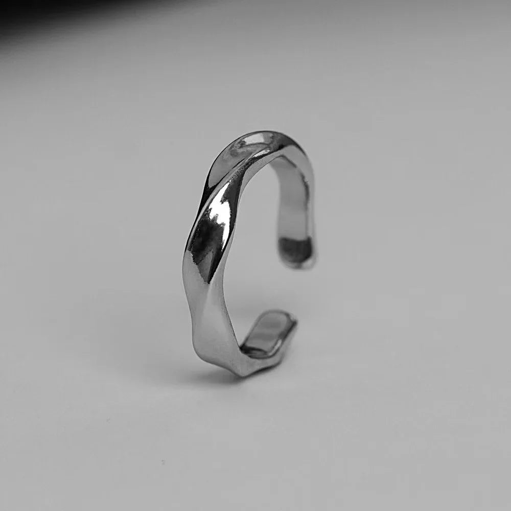 Ring For Men Simple Metal Twist Wide Index Rings Personality Punk Opening Rings Jewelry Gifts For Unisex 2024