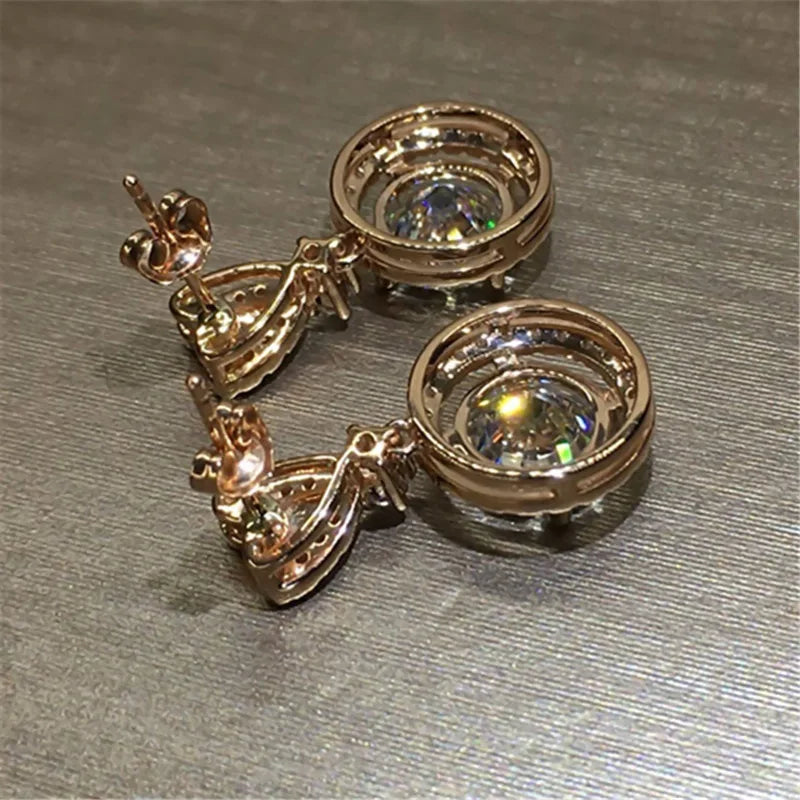 Real 14K Gold Jewelry Earring Women Fine Aros Mujer Oreja Pink Earrings for Women Orecchini 14 K rose Gold Bizuteria Jewelry