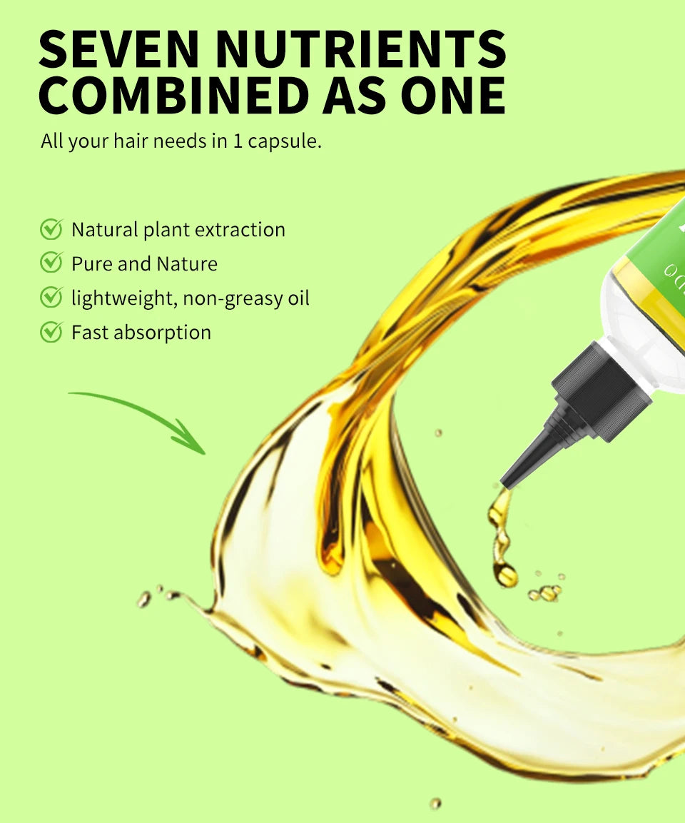7 in 1 Hair Serum Oil Strengthen Root Smoothing Deep Nourishing Repair Frizzy Hair Product Hair Care Essence For Men Women 120ml
