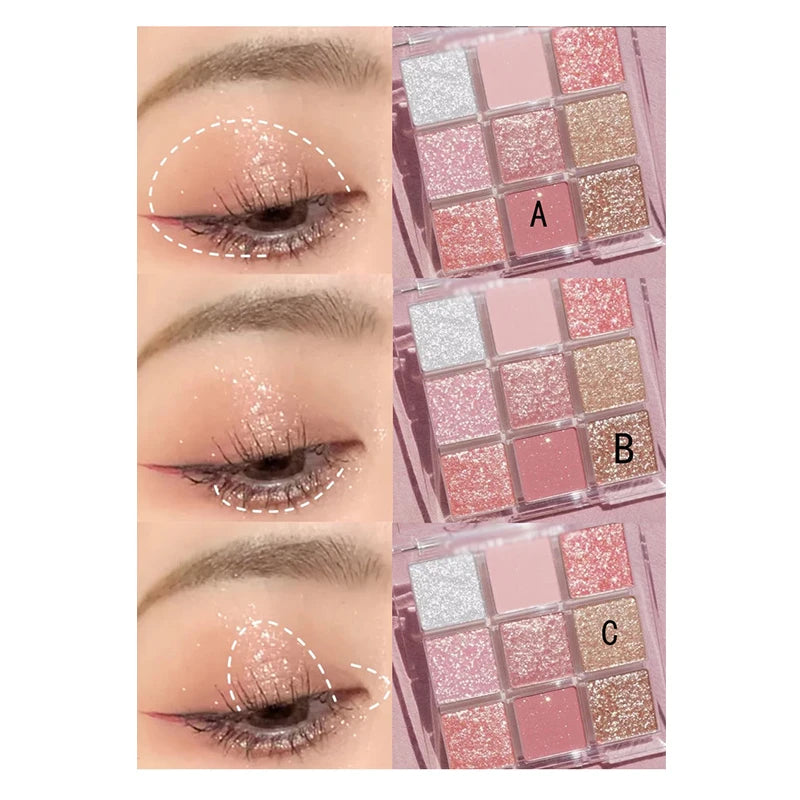 High Quality Matte Eyeshadow Palette Pearlescent Sequins Blush Eyeshadow Highlighter For Women