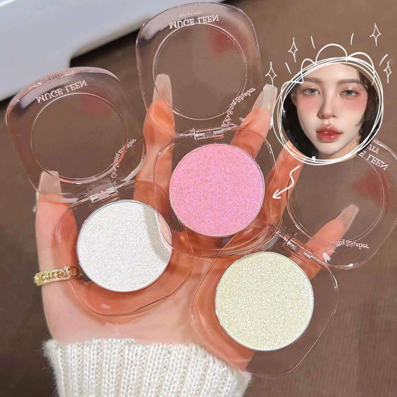Makeup Highlighter Pink Polarized Shiny Glitter Brighten Cheekbones Eyes High Gloss Palette Highly Pigmented Shimmer Fine Shine