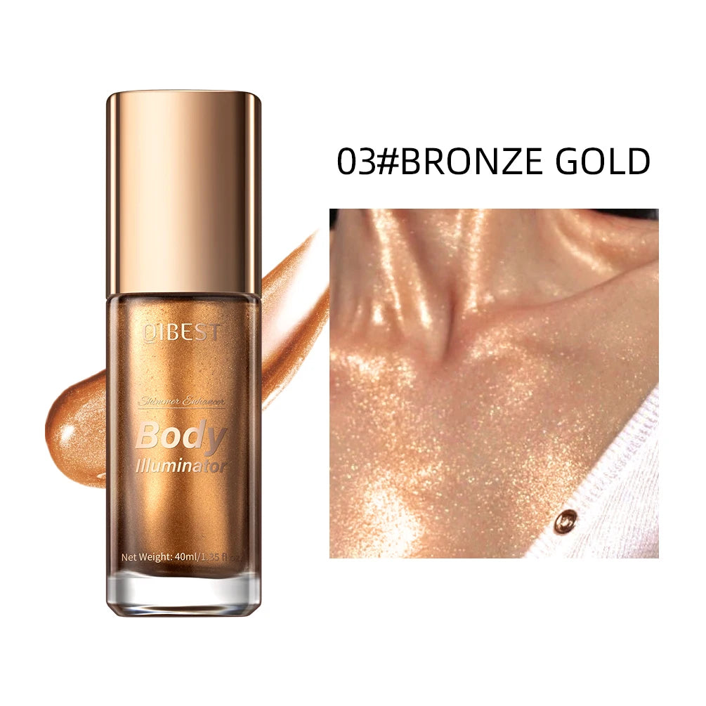 QIBEST 5 Colors Body Face Liquid Highlighter Glitter Makeup Glow Face Contour Shimmer Illuminator Ginger Highlight Cosmetics