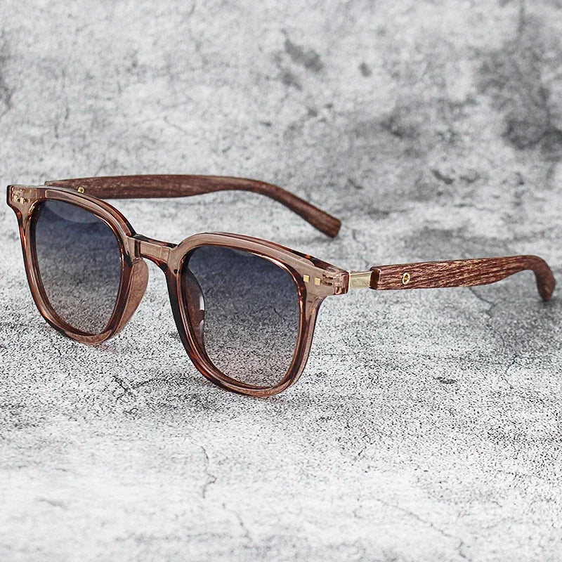 Sunglasses for Men Trendy Retro Wood Grain Polarized UV Protection Eyewear Cycling Outdoor Street Photography Shades