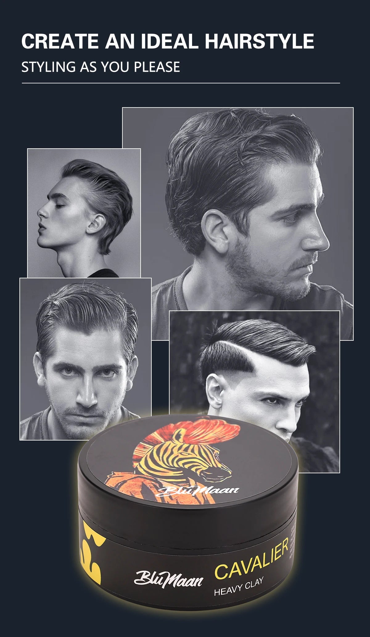 Hair Styling Pomade & Gel for Men - Strong Hold Restoring Ointment, Long Lasting Hair Wax with Natural Shine