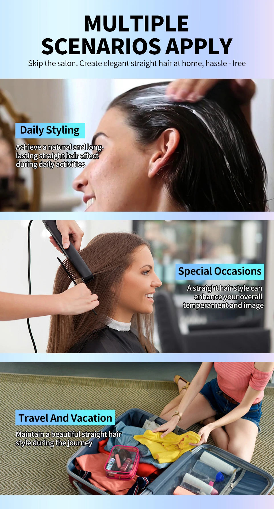 Keratin Hair Straightening Cream Hair Repair Conditioner Reduce Frizzy and Dry Hair Care Set Hair Salon Protein Correction Cream