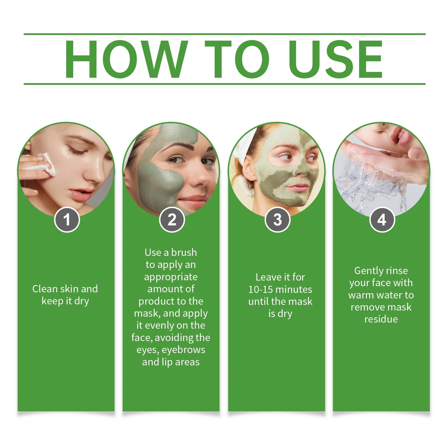 Face Cleansing Clay Mask Green Tea Turmeric Shrink Pore Blackhead Remover Exfoliating Moisturizing Oil Control Dead Sea Mud Mask