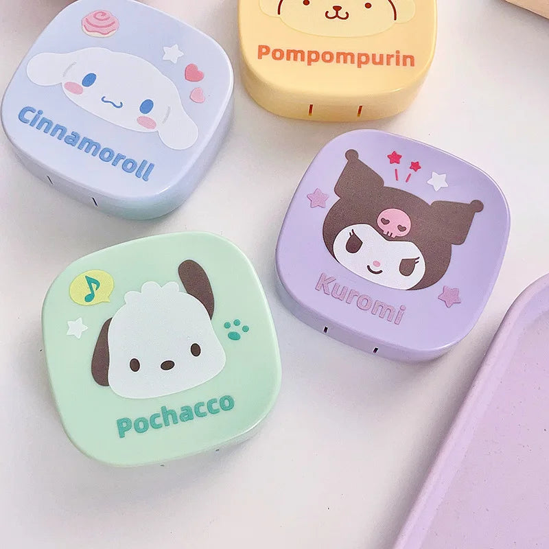 hello kitty color contact lenses Kuromi Sanrio contact cute kawaii eye contacts care box INS portable box with mirror anime