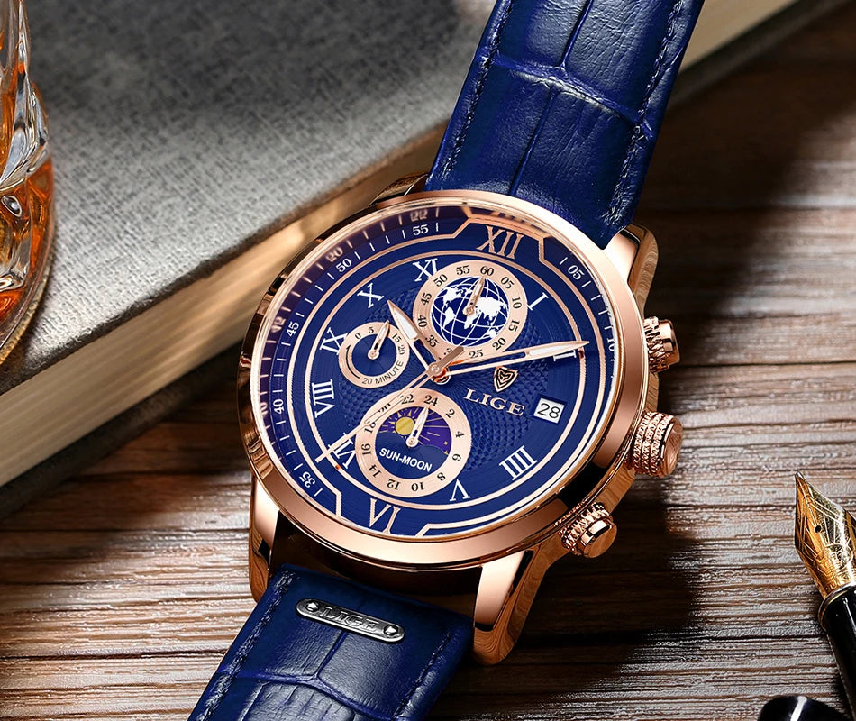 LIGE Top Brand Luxury Watch for Men Business Casual Men's Watches Wristwatch Man Quartz Chronograph Waterproof Watches Clock New