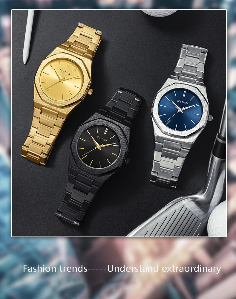 Luxury unique watches for men alloy steel with quartz watches simple line dial business party men watches fashion men's watches