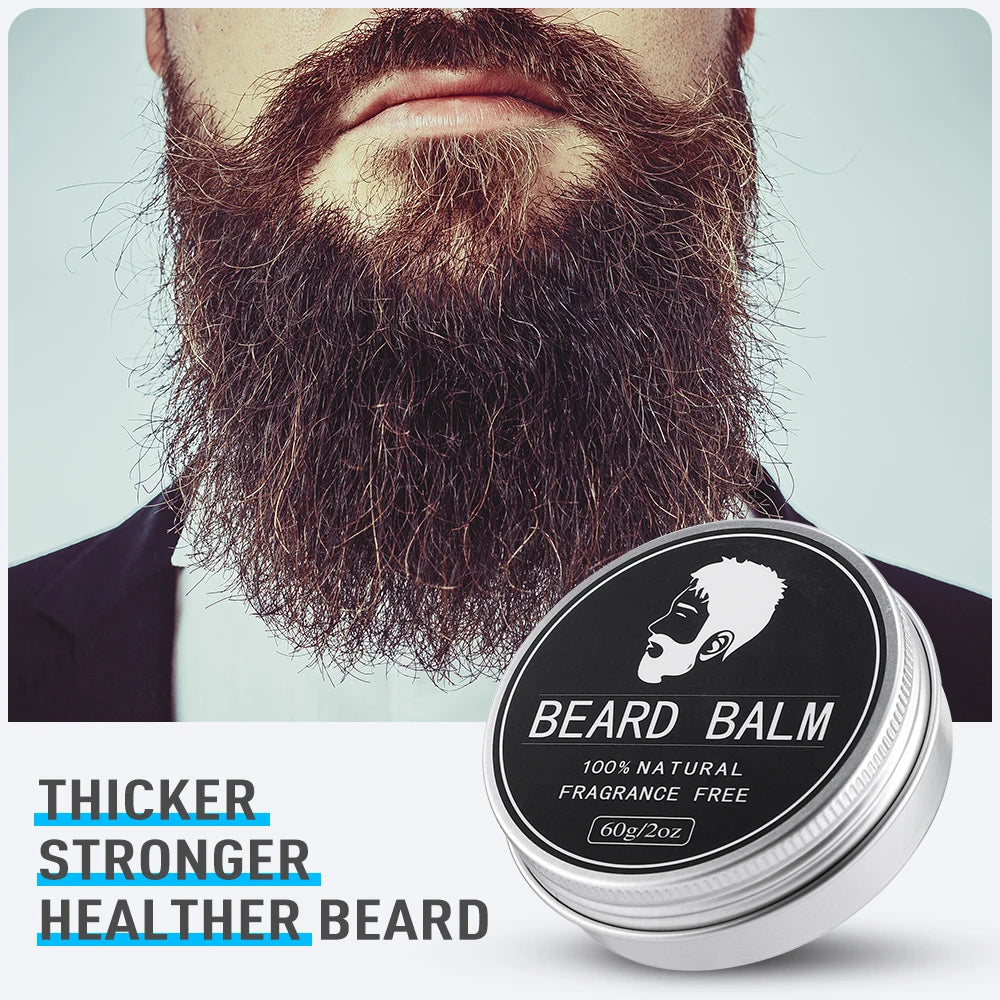 Natural Beard Balm And Beard Oil Moisturizing Smoothing Soften Beard Wax Cream Reduce Frizz And Split Ends Hair Care Essence Oil