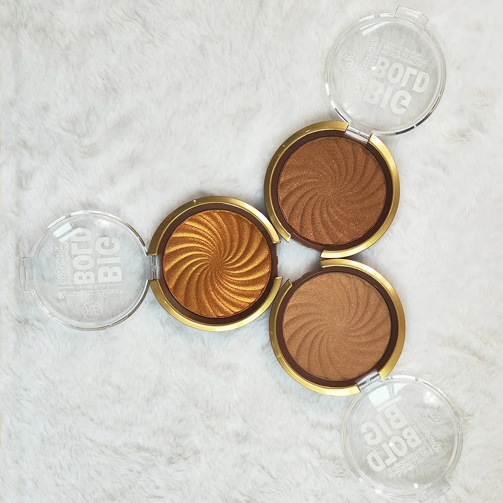 3-color powder brightens the face,bronze color pressed powder, waterproof and high gloss makeup,brightening wheat pearl powder