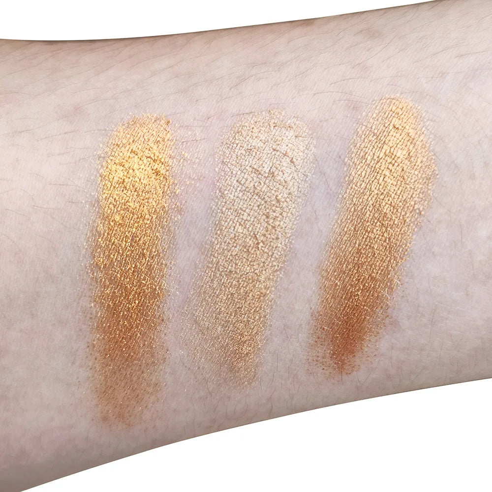 3-color powder brightens the face,bronze color pressed powder, waterproof and high gloss makeup,brightening wheat pearl powder