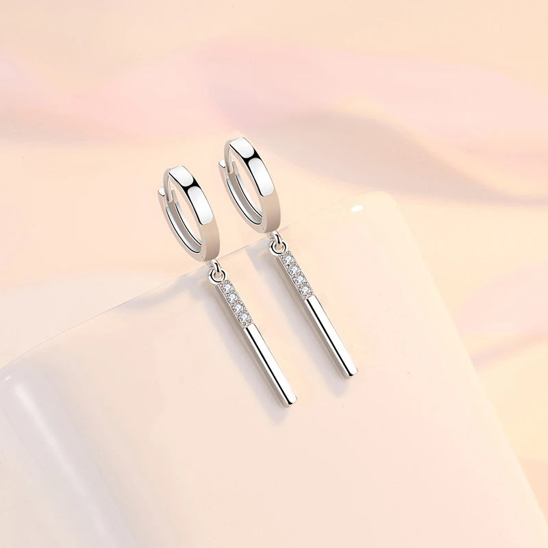 Fashion 925 Sterling Silver earrings For Women Simple Creative Small Stick Ear Buckle Jewelry Lady Anniversary Accessories Gifts
