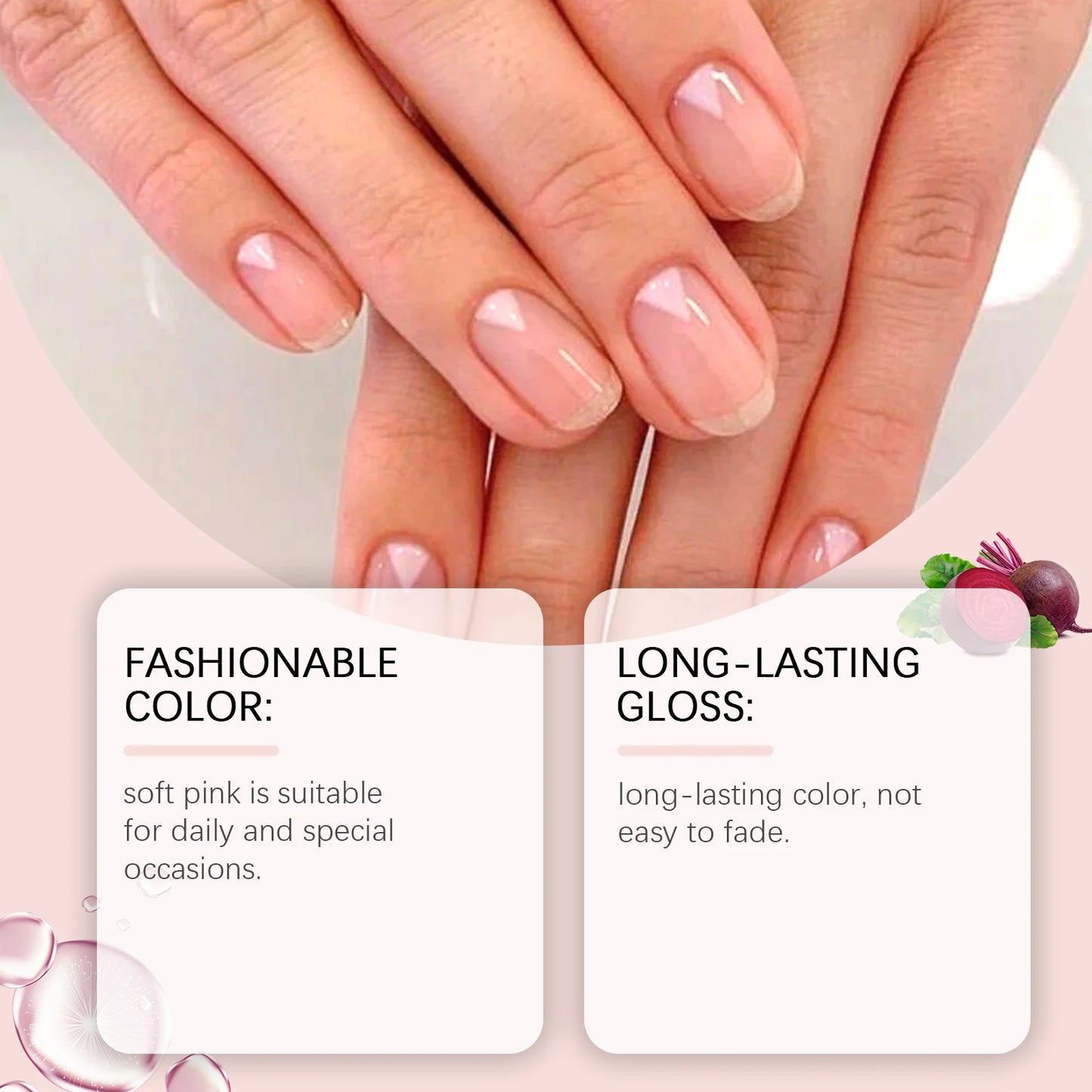 Jelly Nail Polish - Transparent Pink Water-Based Nail Polish, Autumn & Winter Shade, Skin-Whitening, Fine Glitter, Girly Pink