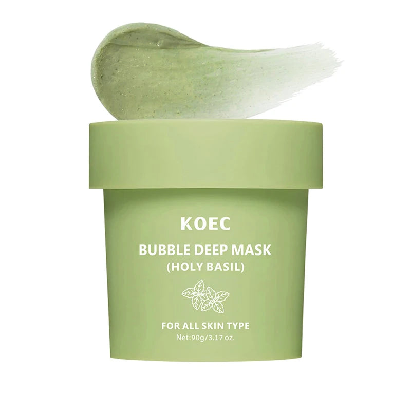 Holy Basil Bubble Deep Mask,Carbonated Water Face Cleansing Pores Blackheads Sebum,Clay Mud Mask Wash-Off Pack,Korean Skincare