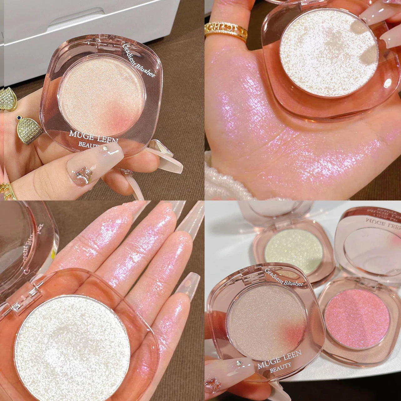 Makeup Highlighter Pink Polarized Shiny Glitter Brighten Cheekbones Eyes High Gloss Palette Highly Pigmented Shimmer Fine Shine